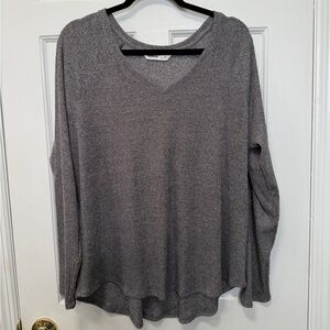 Sonoma‎ Gray Ribbed Knit Long Sleeve Soft Stretch Pullover Size XL